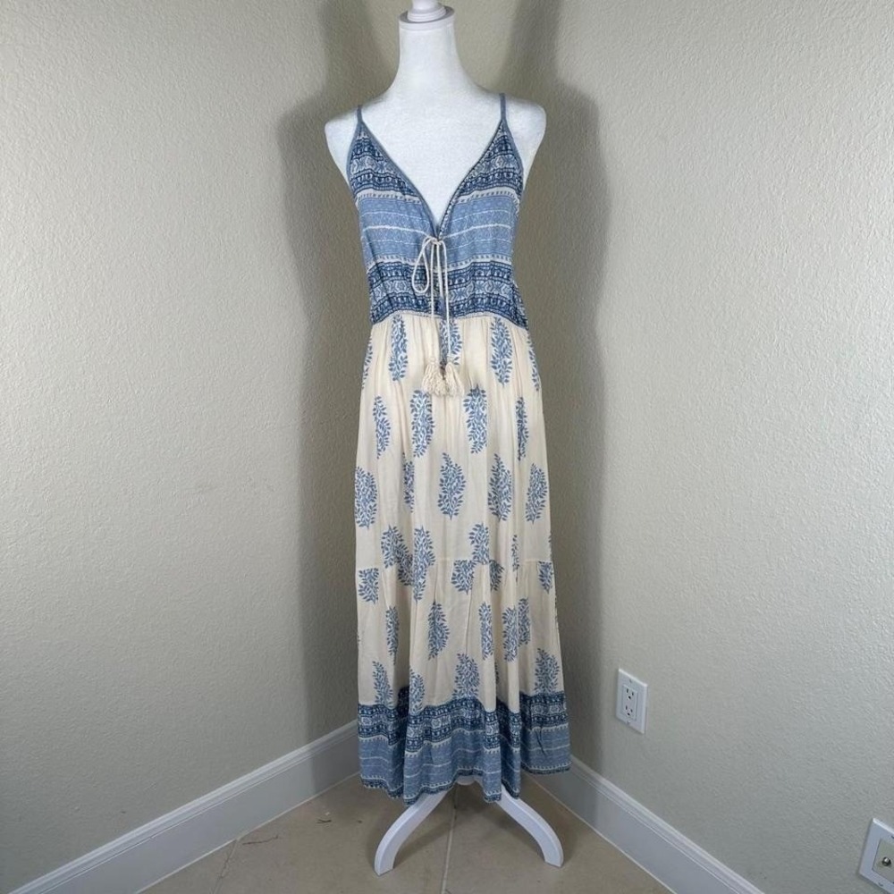 Conbipel‎ Babydoll Maxi Dress Womens 48 Blue Y2K Boho Beachy Whimsical Fairy